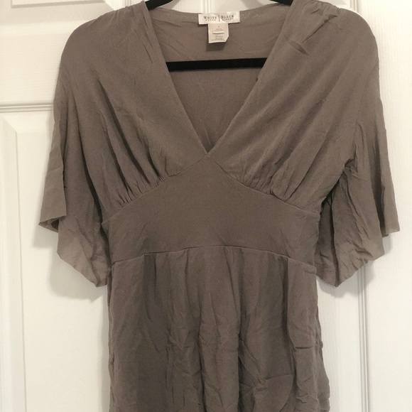 White House Black Market Grey Ruffle Top - Picture 1 of 3